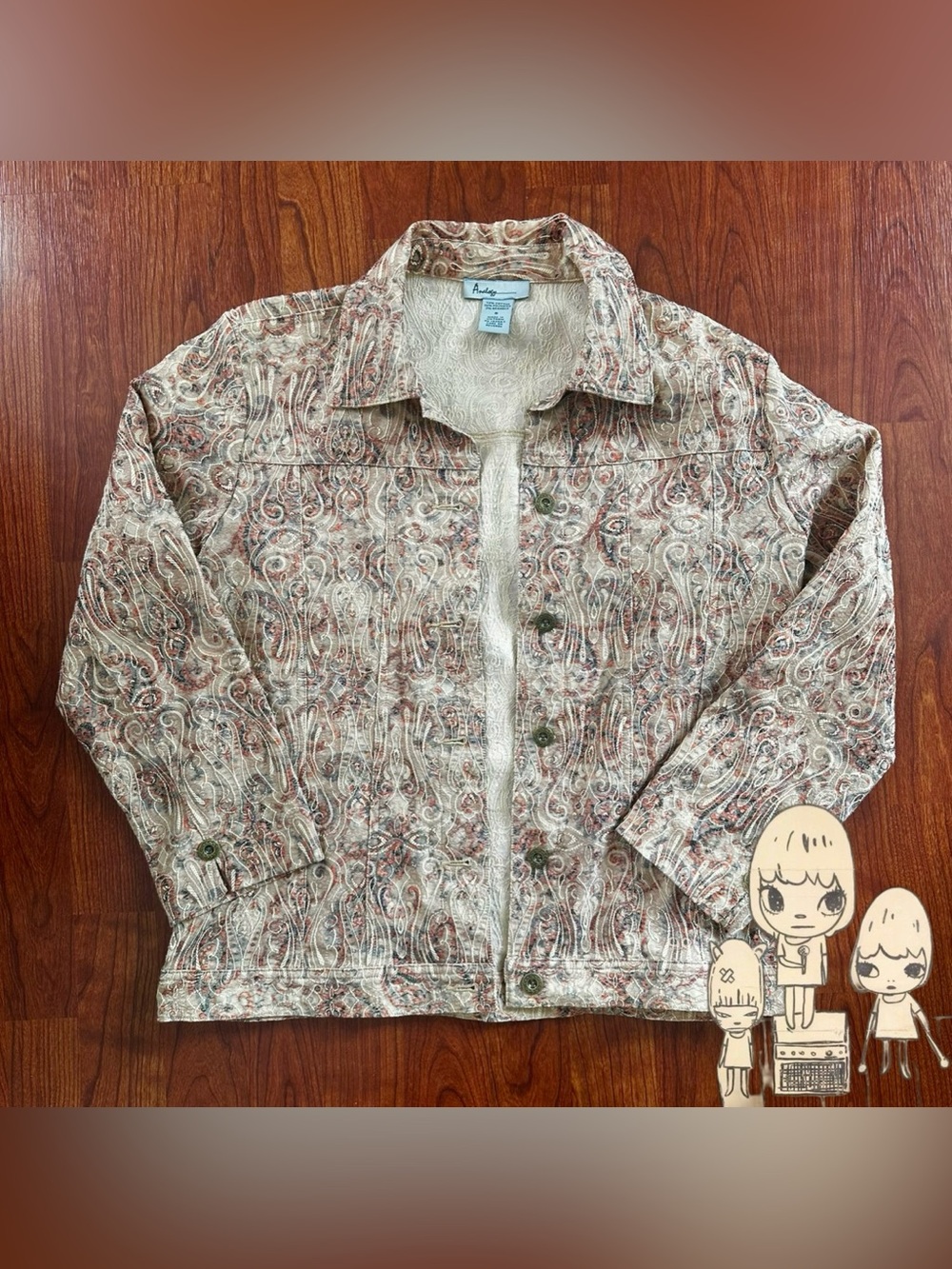 Vintage Cream Multicolor Paisley Jean Jacket